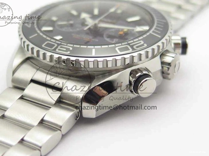 0103 Planet Ocean Master Chrono SS OM 1:1 Best Edition Black Dial On SS Bracelet A9900 V Fashionable 8113